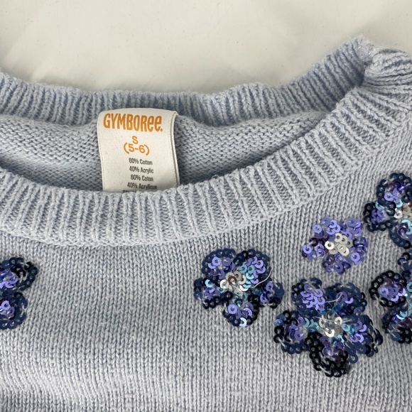Gymboree Winter Blossom Blue Sequin Sweater Size 5/6 Embroidered - Picture 5 of 7